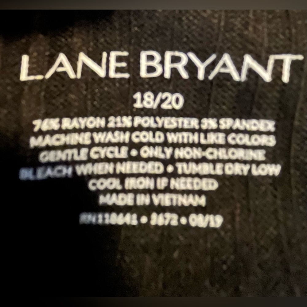Lane Bryant Black Ribbed Long Sleeve Women’s Swing Top - Picture 7 of 7